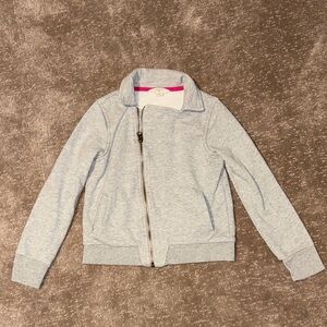 Lands End (Size Small 7/8) Girls asymmetrical Gray Zip-Up Jacket/Sweatshirt